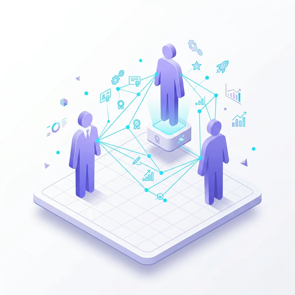 HR-KI-Illustration mit Rollen und Fairness